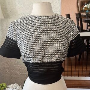 Dance & Marvel Gray and Black Crop Cut Out Blouse